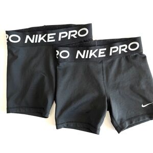 Nike Pro girls shorts black large 5" dri fit compression biker cartwheel cheer